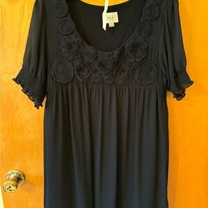 ECI Black Floral Appliqué Dress